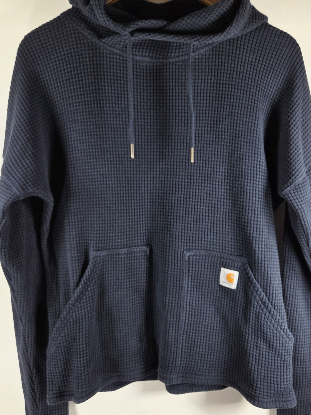 🆕️ Carhartt Women's Navy Blue Heavyweight Hooded Thermal Shirt